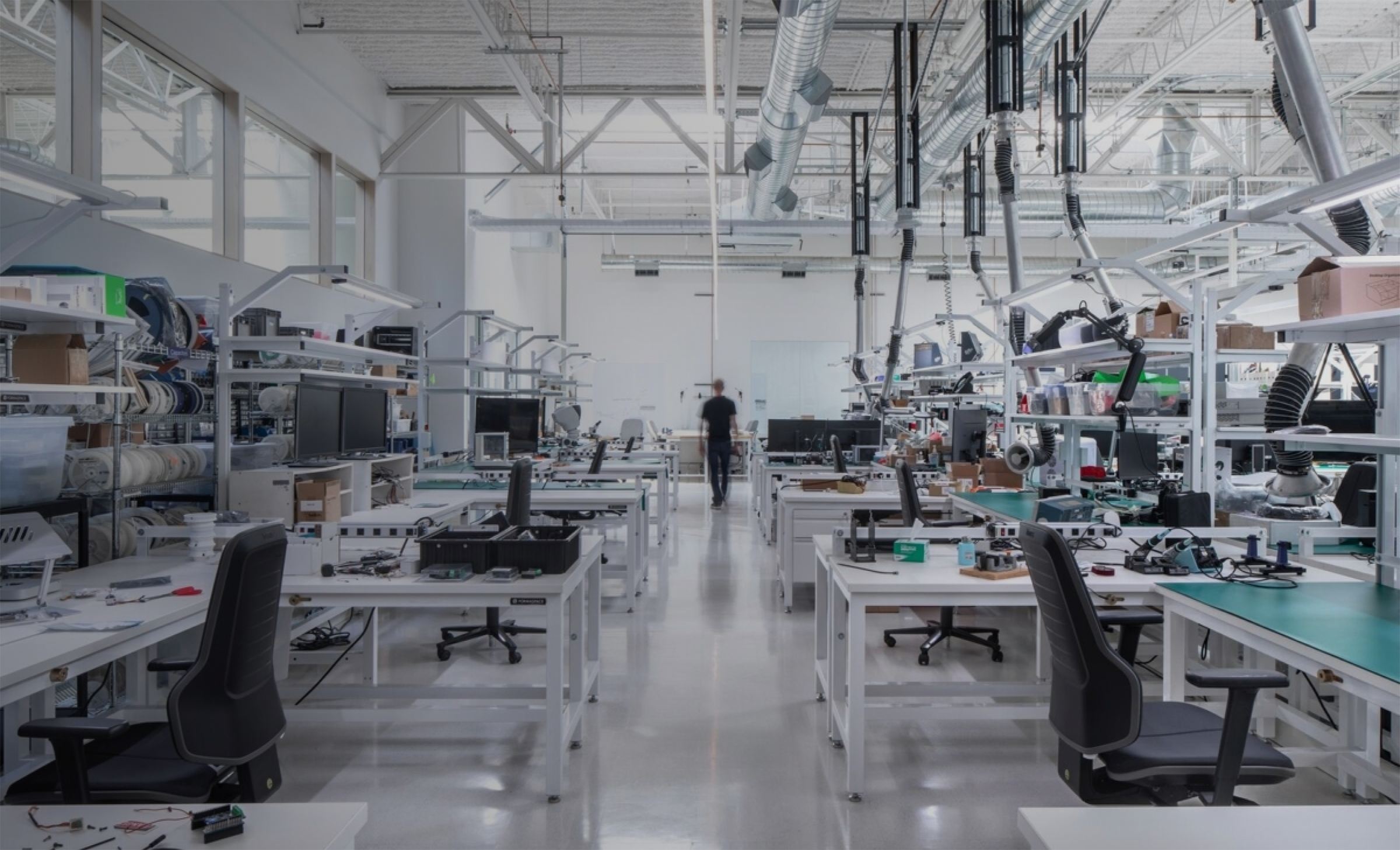 Inside a lab with manufacturing equipment