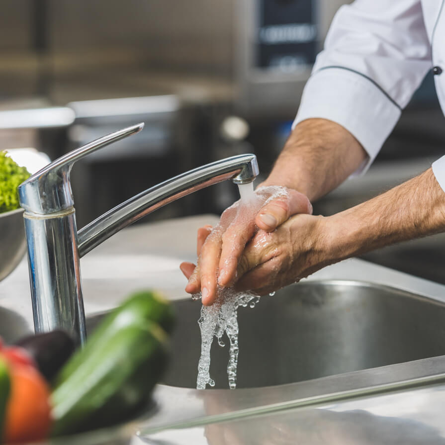 A man washing his hands