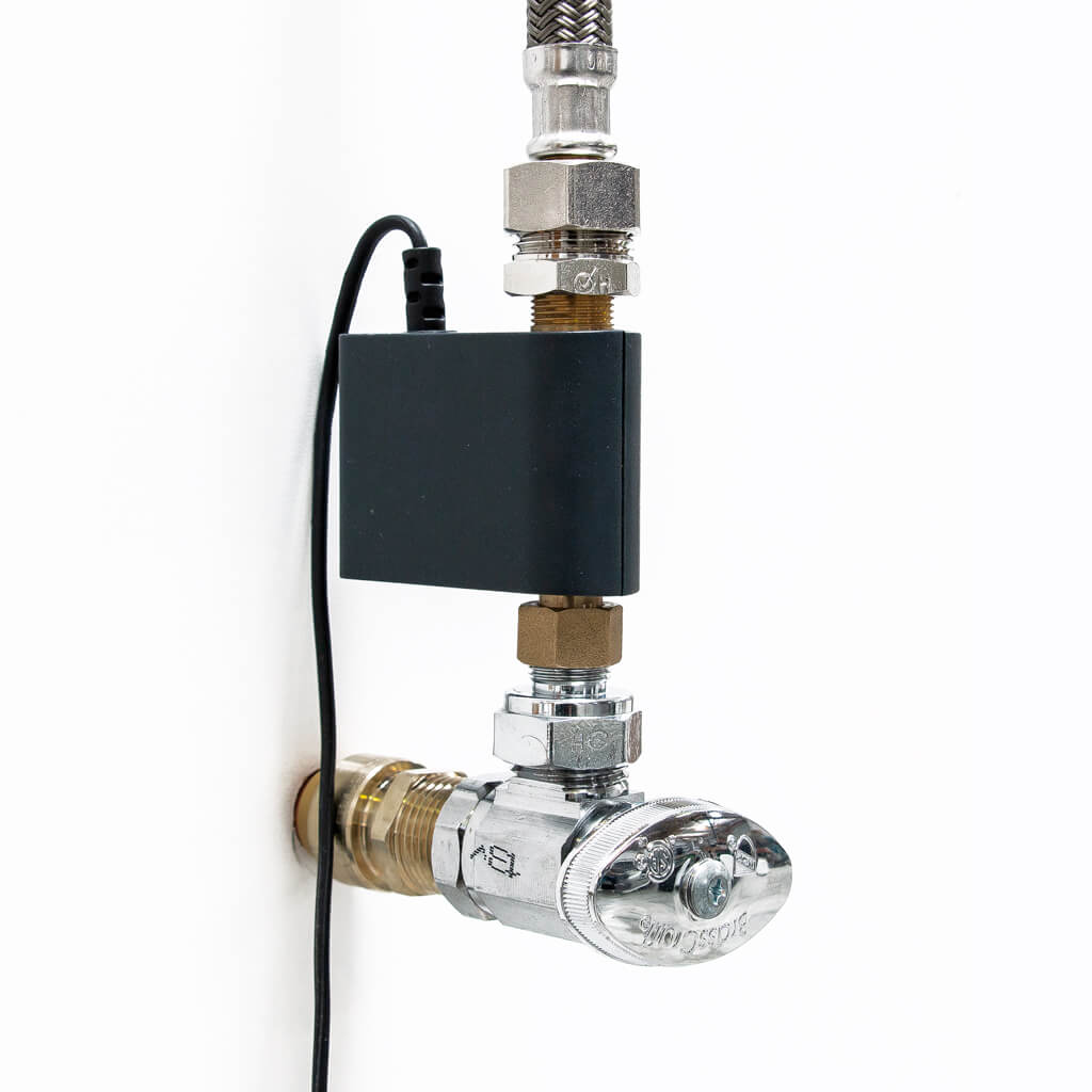 Connect the ½” Male (MIP) to 3⁄8″ Female Adapter to the sensor, then connect hose.