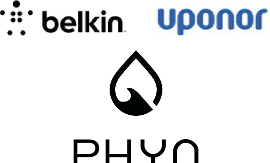 The logos of Belkin Uponor and Phyn